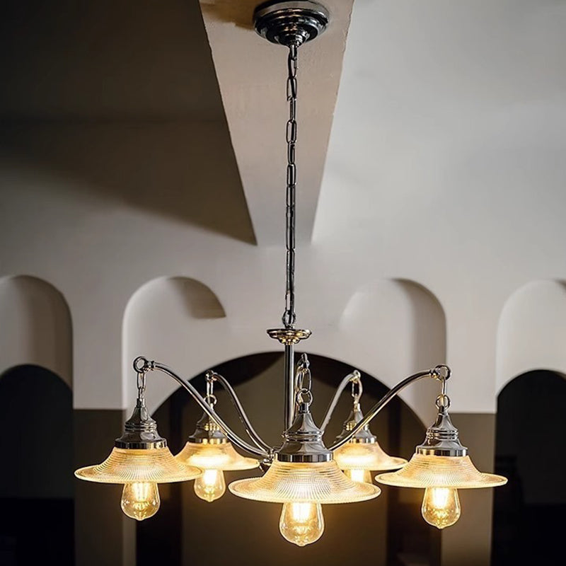 Industrial Glass Saucer 3/5-Light Chandelier