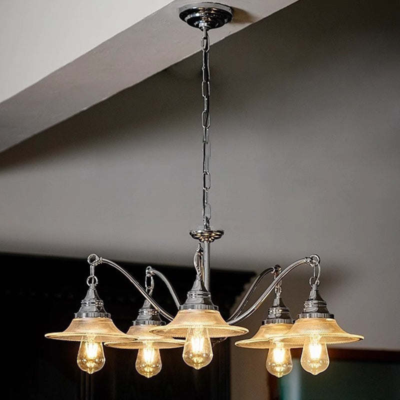 Industrial Glass Saucer 3/5-Light Chandelier