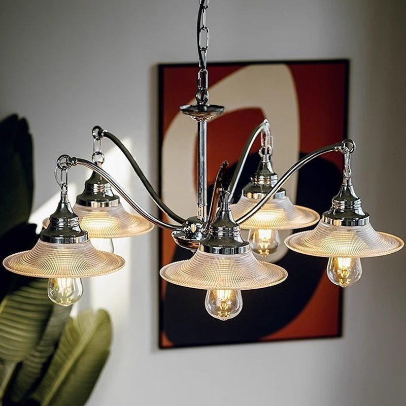 Industrial Glass Saucer 3/5-Light Chandelier