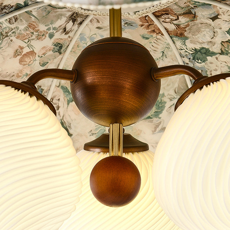 French Flower 3-Light Wood Pendant Light