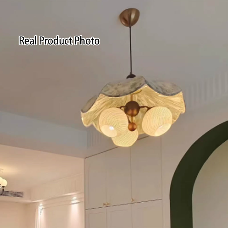 French Flower 3-Light Wood Pendant Light