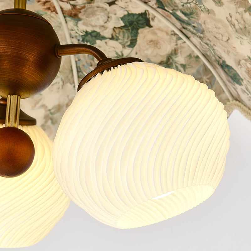 French Flower 3-Light Wood Pendant Light