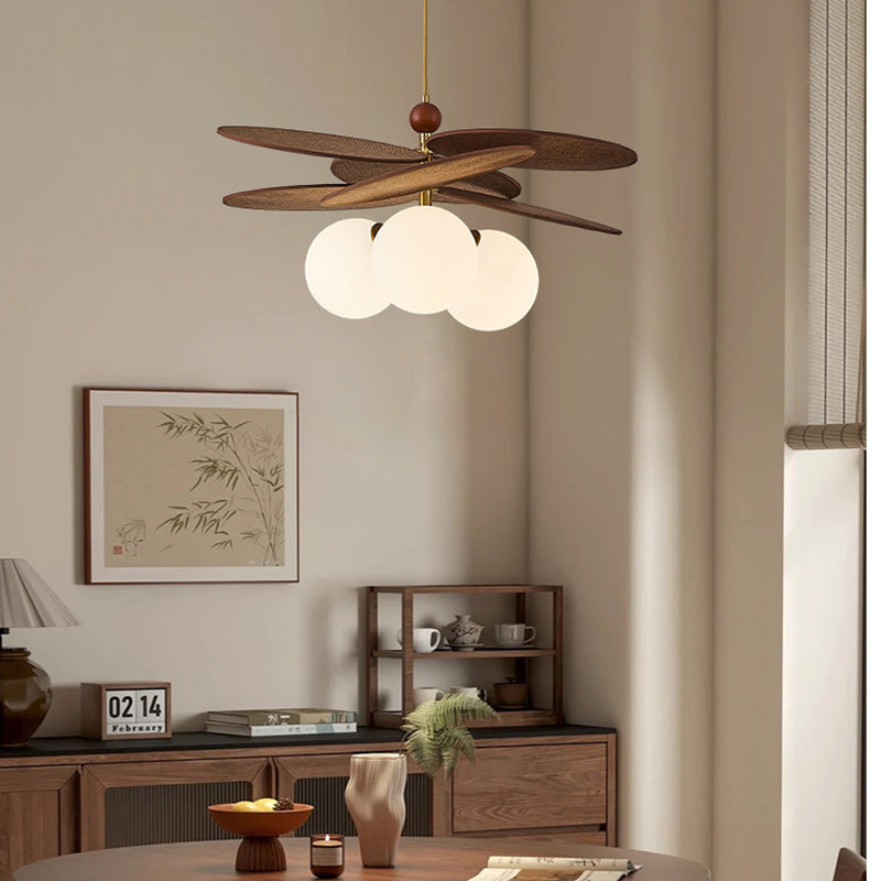 French Rattan Bud Pendant Light 3-Light