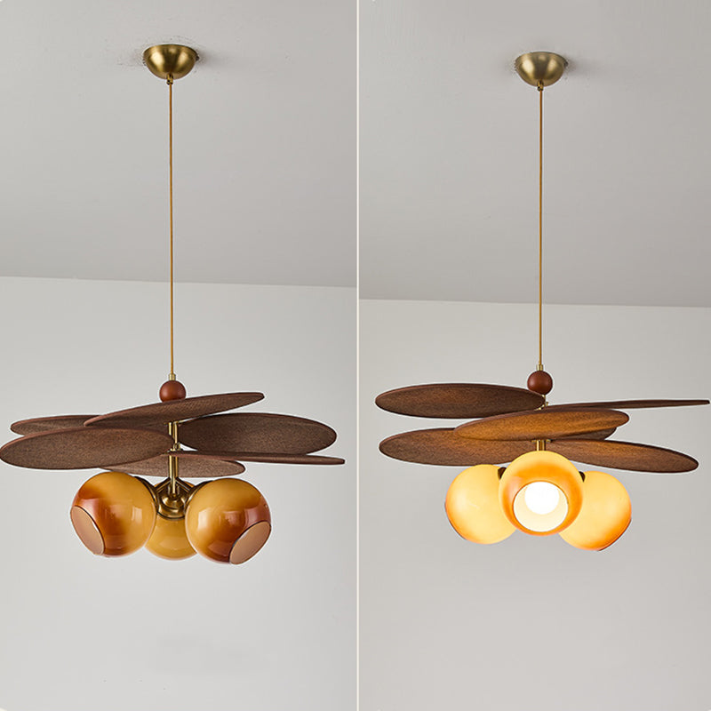 French Rattan Bud Pendant Light 3-Light