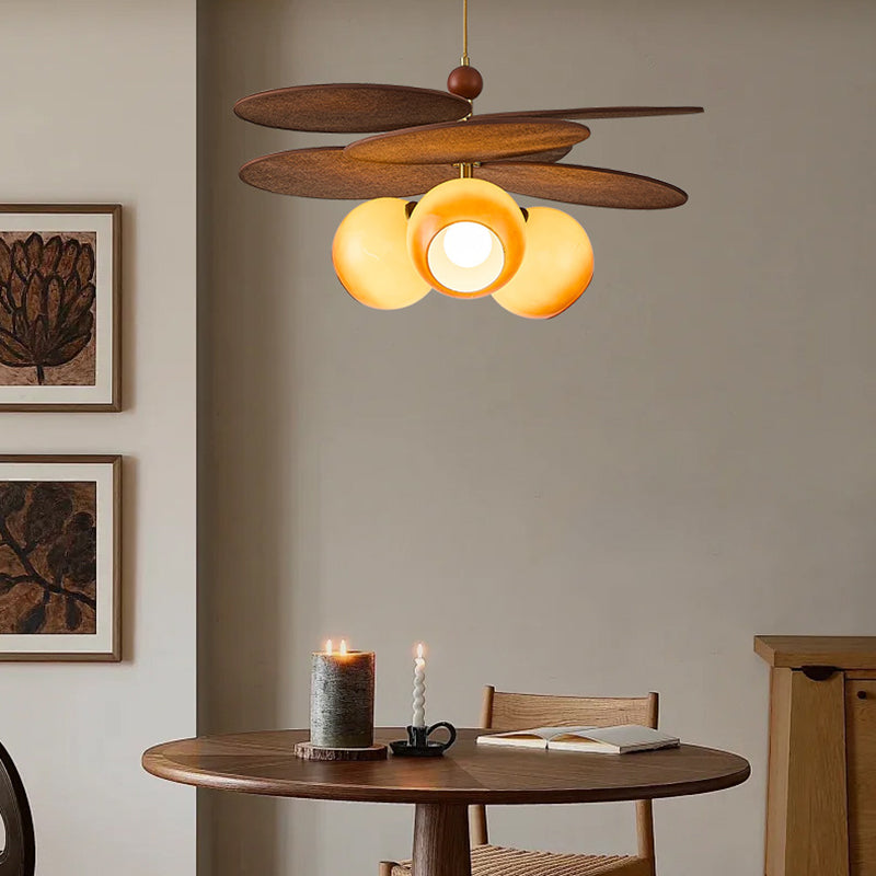 French Rattan Bud Pendant Light 3-Light