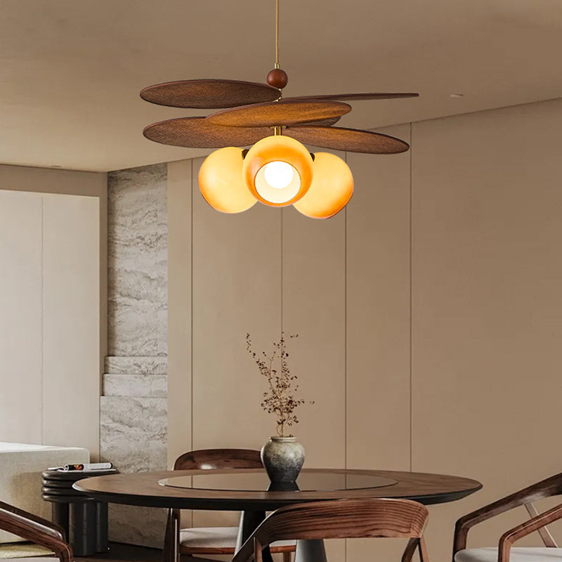 French Rattan Bud Pendant Light 3-Light