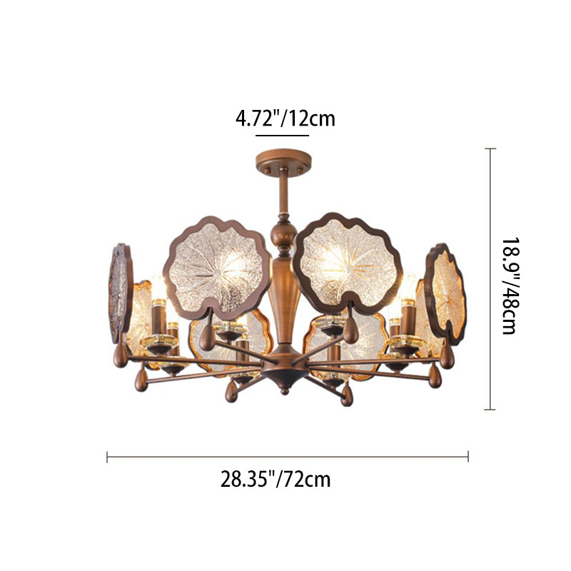 Rustic Iron Lotus Leaf Chandelier 6/8-Light