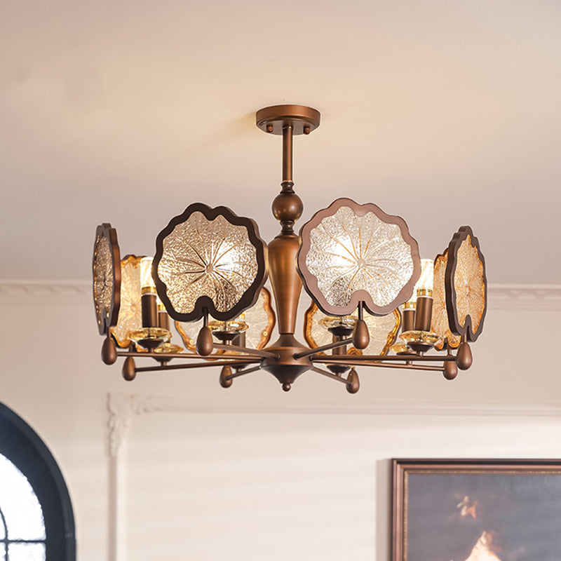 Rustic Iron Lotus Leaf Chandelier 6/8-Light