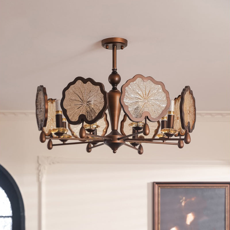 Rustic Iron Lotus Leaf Chandelier 6/8-Light