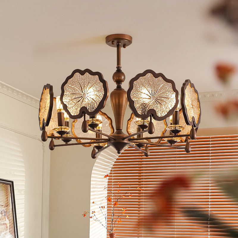 Rustic Iron Lotus Leaf Chandelier 6/8-Light