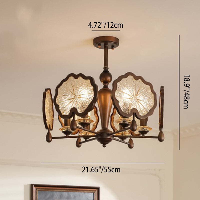 Rustic Iron Lotus Leaf Chandelier 6/8-Light