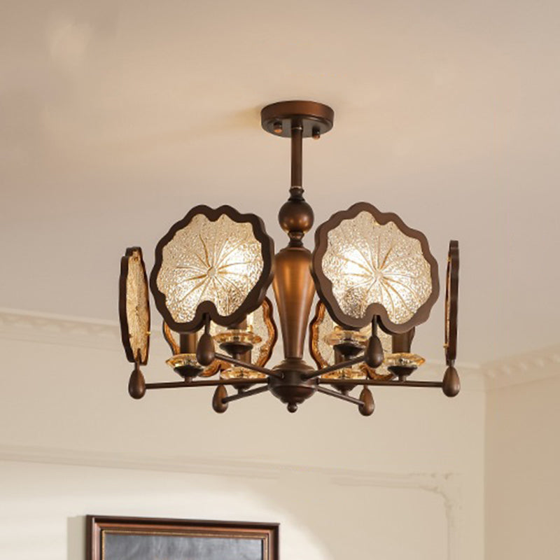 Rustic Iron Lotus Leaf Chandelier 6/8-Light