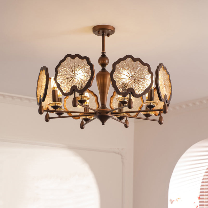 Rustic Iron Lotus Leaf Chandelier 6/8-Light