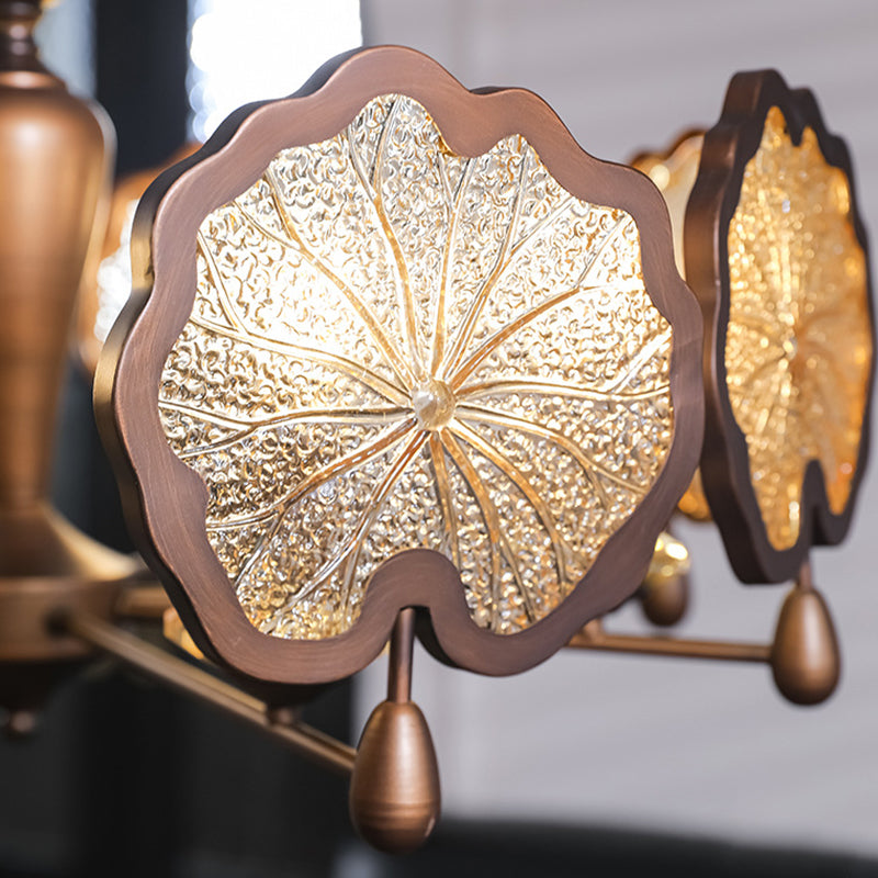 Rustic Iron Lotus Leaf Chandelier 6/8-Light