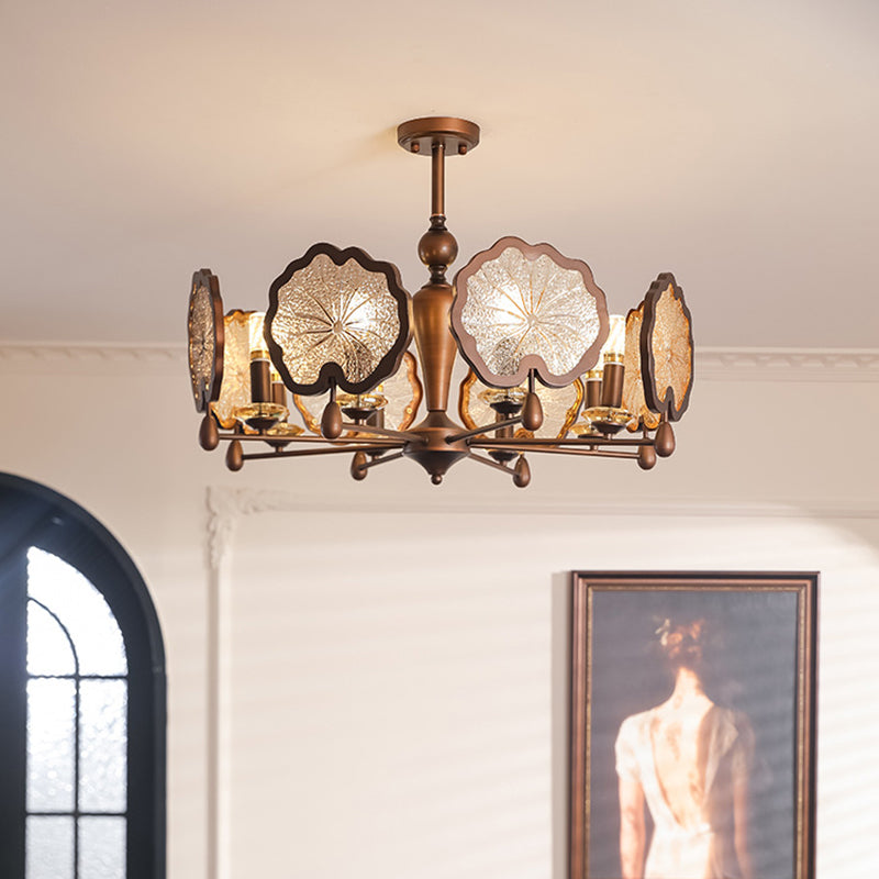 Rustic Iron Lotus Leaf Chandelier 6/8-Light