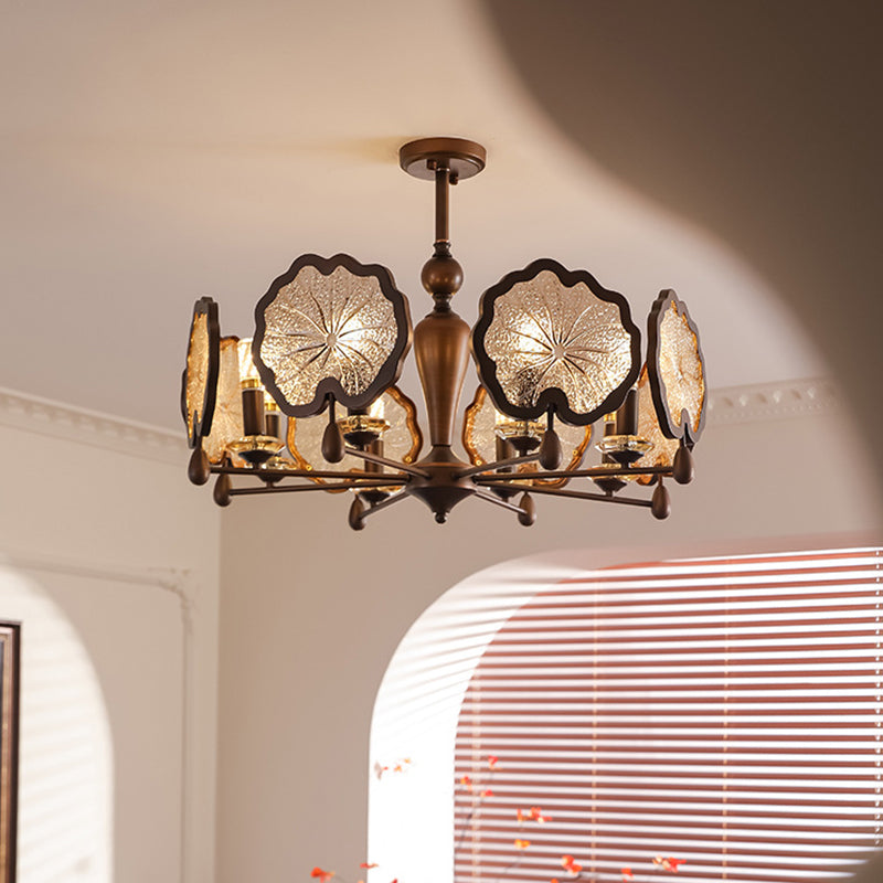 Rustic Iron Lotus Leaf Chandelier 6/8-Light
