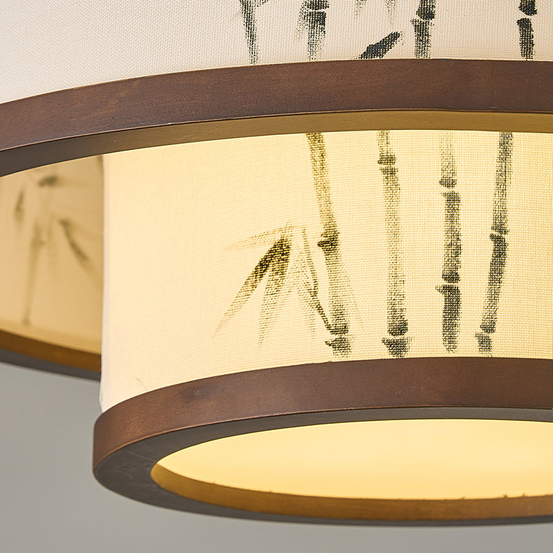 Rubberwood Cylindrical Semi-Flush Light 4/5