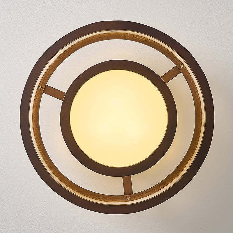 Rubberwood Cylindrical Semi-Flush Light 4/5