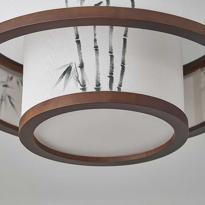 Rubberwood Cylindrical Semi-Flush Light 4/5