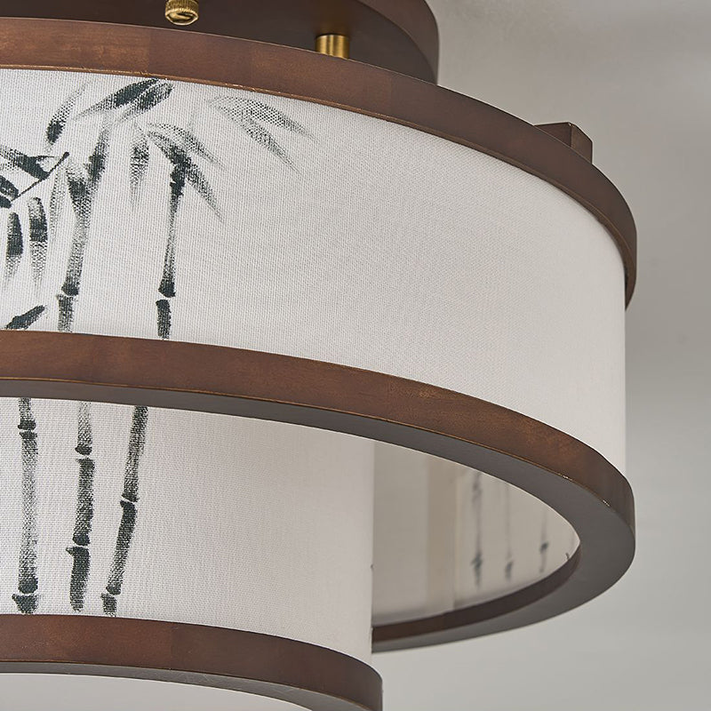 Rubberwood Cylindrical Semi-Flush Light 4/5