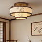 Rubberwood Cylindrical Semi-Flush Light 4/5