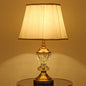 Modern Luxury Crystal Fabric Metal Trapezoid Round Fan Shape 1-Light Table Lamp For Bedroom & Living Room
