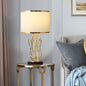 Contemporary Creative Fabric Metal Marble Curved Round 1-Light Table Lamp For Bedroom