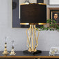 Contemporary Creative Fabric Metal Marble Curved Round 1-Light Table Lamp For Bedroom