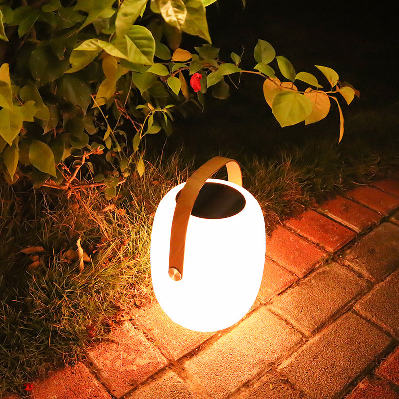 Contemporary Creative PE Acrylic Portable Barrel-Shaped Solar LED Outdoor Light For Garden & Camping