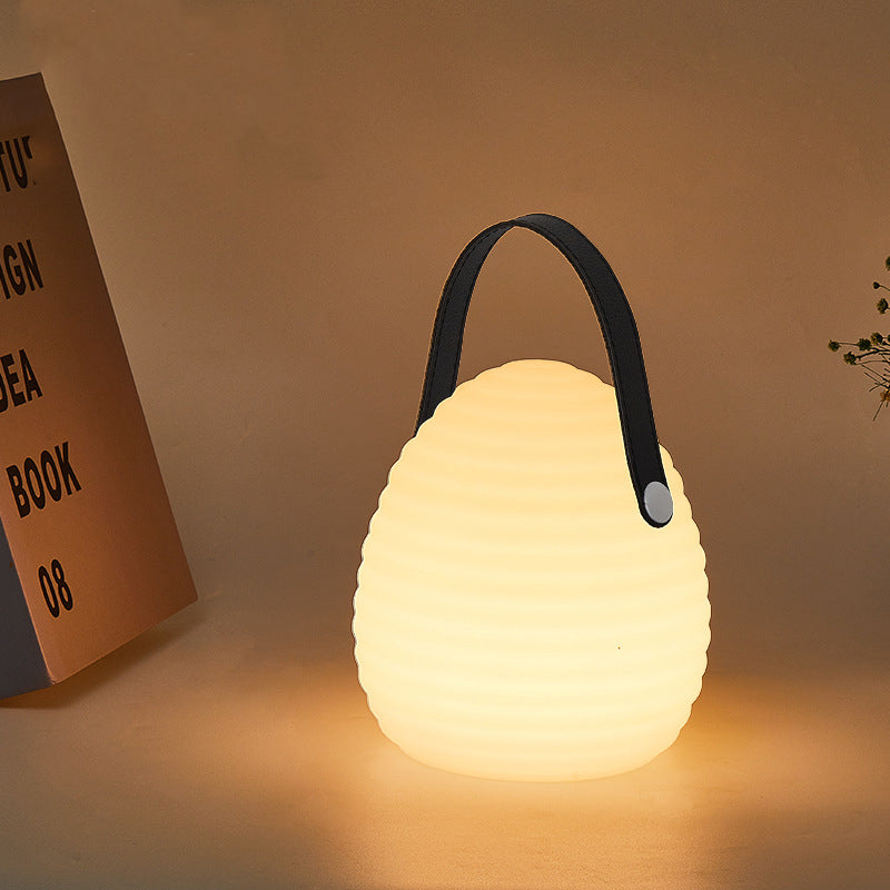 Contemporary Creative PE ABS Portable Round LED Outdoor Light With Handle For Outdoor Patio
