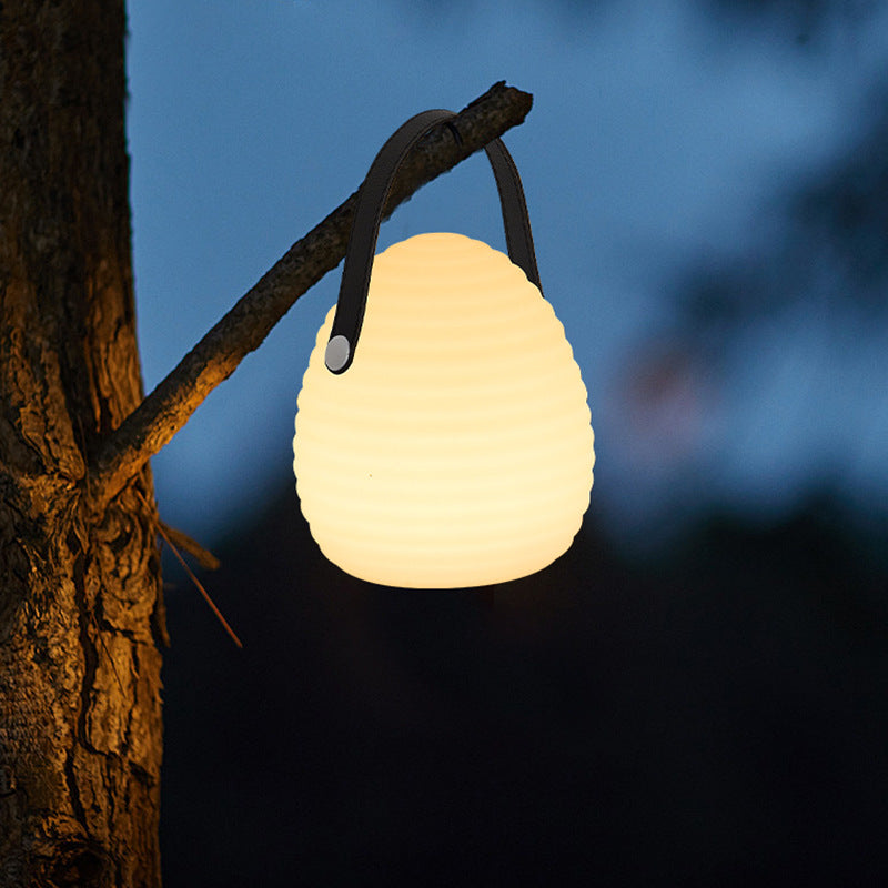 Contemporary Creative PE ABS Portable Round LED Outdoor Light With Handle For Outdoor Patio