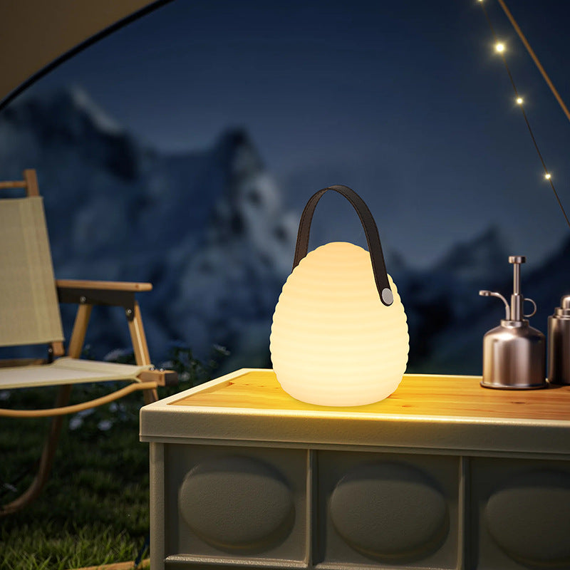 Contemporary Creative PE ABS Portable Round LED Outdoor Light With Handle For Outdoor Patio