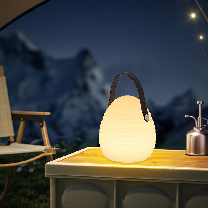 Contemporary Creative PE ABS Portable Round LED Outdoor Light With Handle For Outdoor Patio