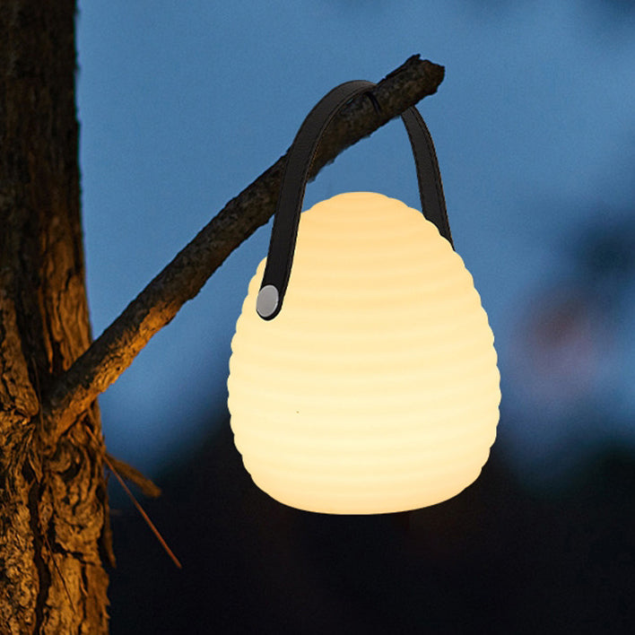 Contemporary Creative PE ABS Portable Round LED Outdoor Light With Handle For Outdoor Patio