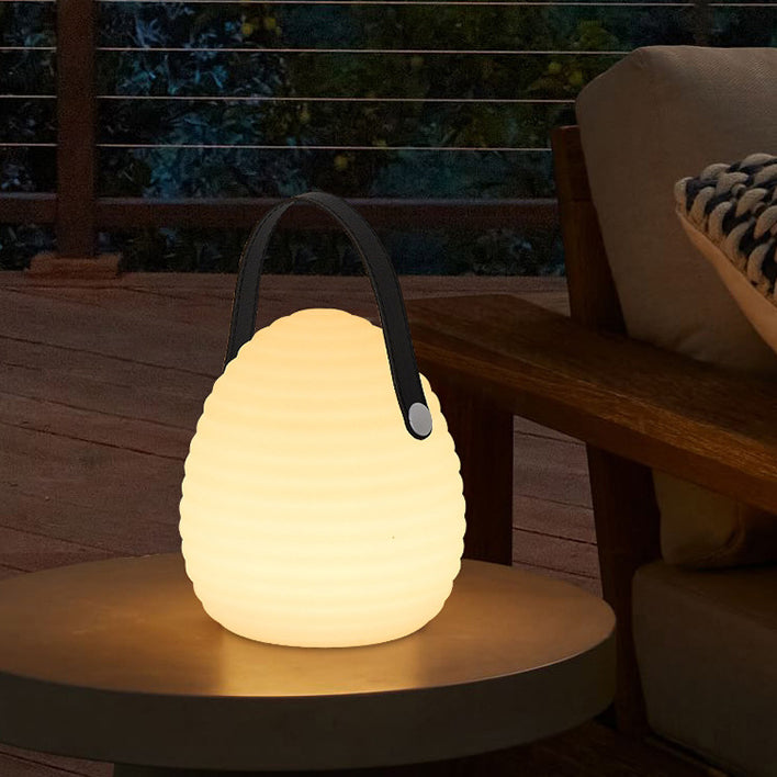 Contemporary Creative PE ABS Portable Round LED Outdoor Light With Handle For Outdoor Patio