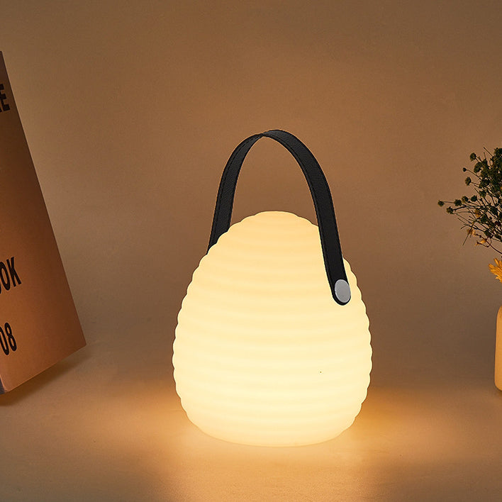 Contemporary Creative PE ABS Portable Round LED Outdoor Light With Handle For Outdoor Patio
