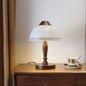 Traditional Japanese Ceramic Solid Wood Round Cylinder 1-Light Table Lamp For Bedroom
