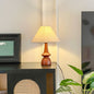 Traditional Vintage Linen Solid Wood Cone Umbrella 1-Light Table Lamp For Bedroom