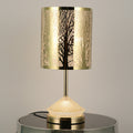 Modern Transitional Metal Stainless Steel & Acrylic Pillar With Forest Roman Pattern 1-Light LED Table Lamp For Bedroom & Study