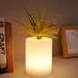Contemporary Nordic Rechargeable PE Gourd & Striped Cylinder Flower Vase LED Table Lamp Night Light For Bedside