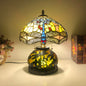 Traditional Tiffany Glass & Resin Dragonfly 3-Light Table Lamp For Living Room And Bedroom