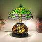 Traditional Tiffany Glass & Resin Dragonfly 3-Light Table Lamp For Living Room And Bedroom