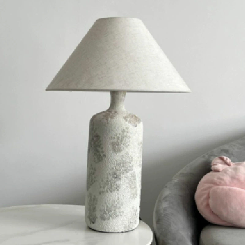 Traditional Vintage Ceramic Fabric Cone Pot 1-Light Table Lamp For Living Room And Bedroom