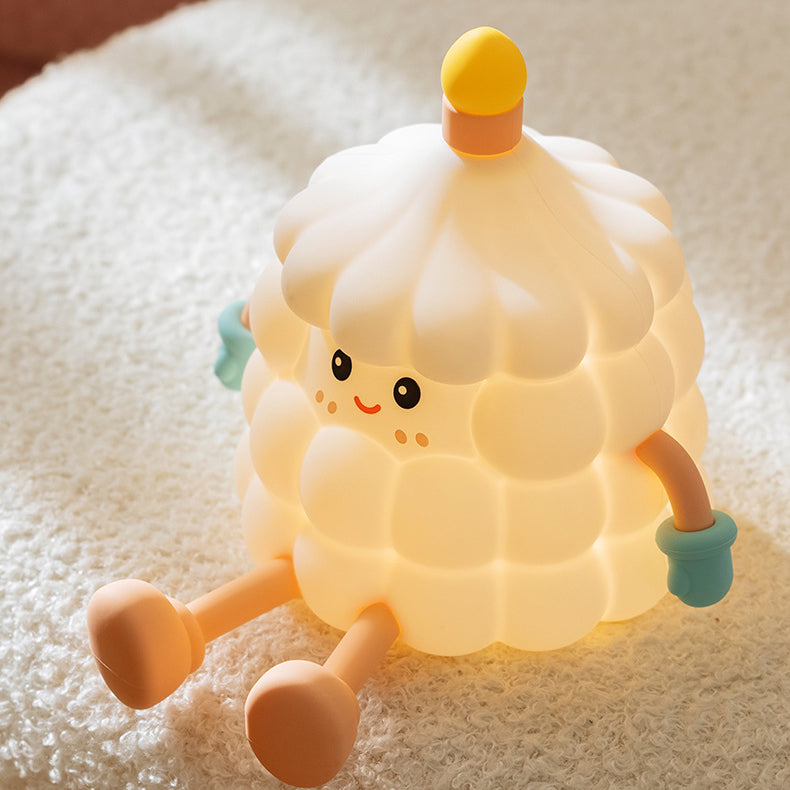 Contemporary Creative Silicone ABS Cute Birthday Cake LED Rechargeable Night Light Table Lamp For Bedroom