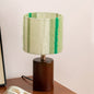 Traditional French Oak And Mohair Weaving Round Sphere Cylinder 1-Light Table Lamp For Bedroom