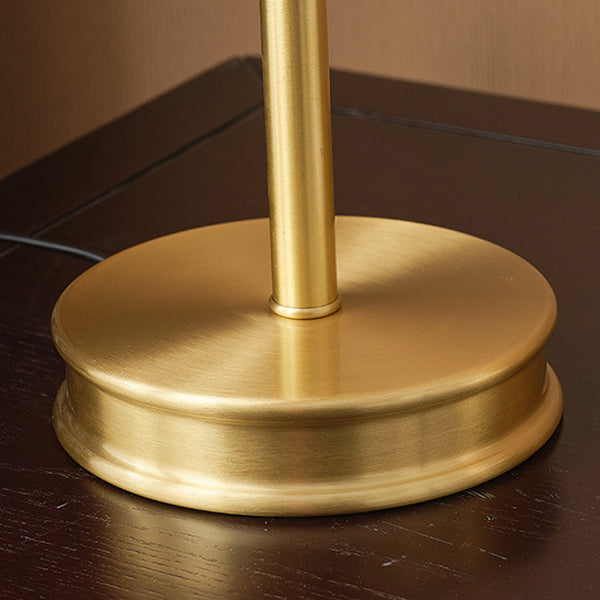 Traditional Chinese Brass & Glass Painted Cherry Cone 1-Light Table Lamp For Bedroom