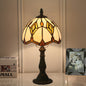 Traditional Tiffany Glass & Zinc Alloy Diamond Dome 1-Light Table Lamp For Bedroom & Living Room