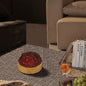 Modern Art Deco Round Wood Resin LED Table Lamp For Living Room