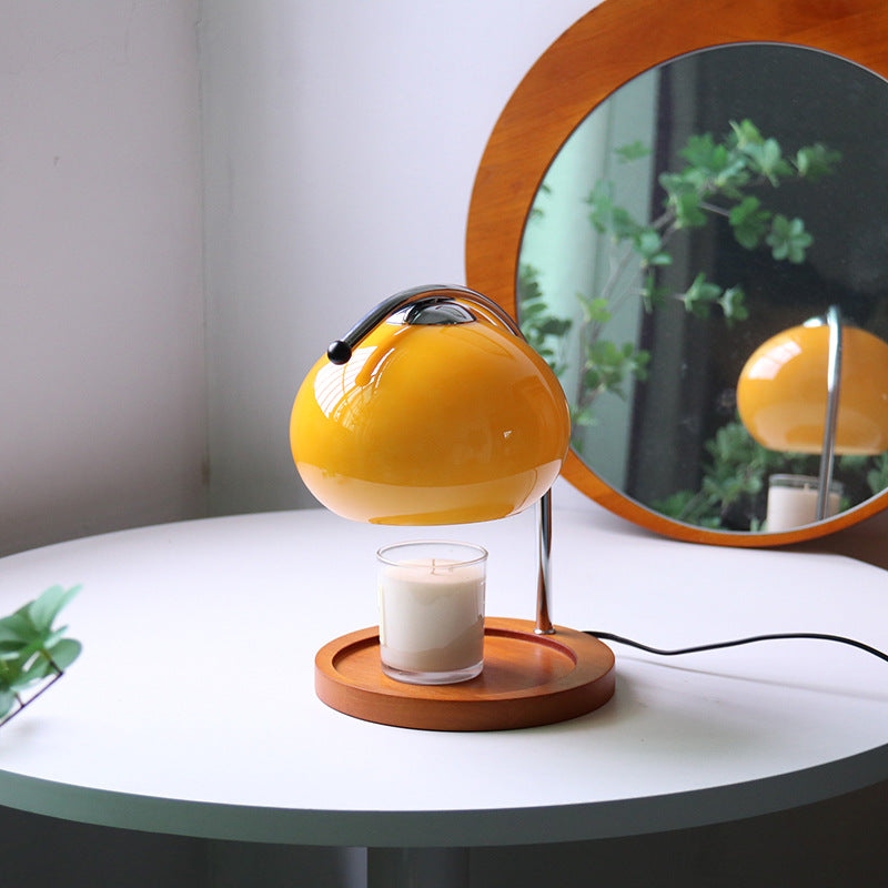 Contemporary Creative Dome Iron Glass Wood 1-Light Melting Wax Table Lamp For Study