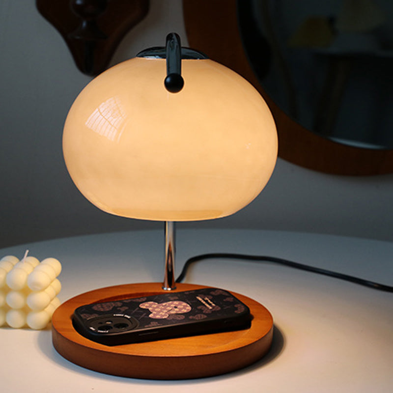 Contemporary Creative Dome Iron Glass Wood 1-Light Melting Wax Table Lamp For Study